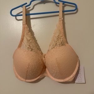 NWT Auden Honeysuckle Peach 32D Plunge Coverage Push Up Bra